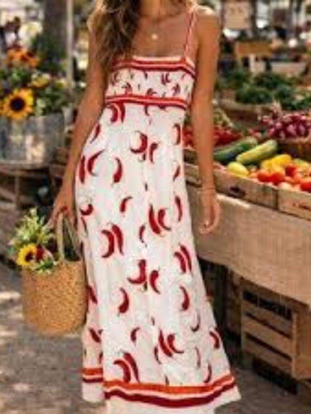 Rachel Zoe italian summer hot jalapeno pepper green cream midi dress size 8